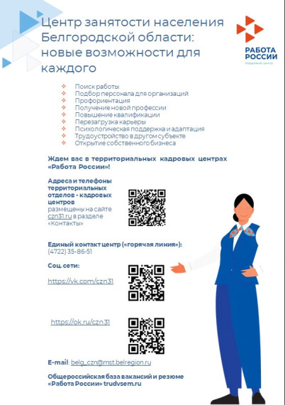 Центр занятости Белгородской области: новые возможности для каждого. Центр занятости Белгородской области: новые возможности для каждого.